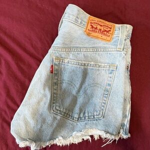 Levi's Light Blue High-Waist Cutoff Denim Shorts